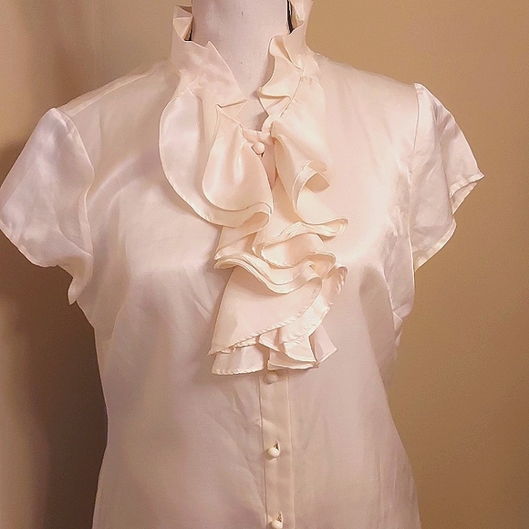 Talbots Cream Ruffle Blouse - Picture 4 of 7